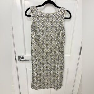 Aidan Mattox Strapless Silver and Cream Dress